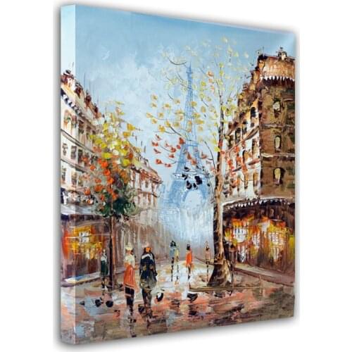 Modern home decor hand-painted oil painting restoring ancient ways of city street landscape pictures DM150627-1