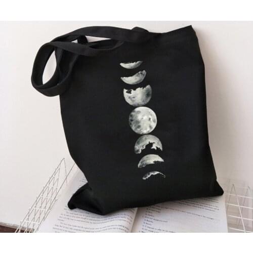 New Funny Moon Shoulder Bag Canvas Bag Harajuku shopper bag Fashion casual summer shoulder bags