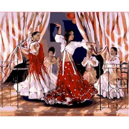 Dance Troupe Acrylic Paint By Number On Canvas With Framed DIY Craft Kits For Adults Coloring Drawing Painting By Number Decor