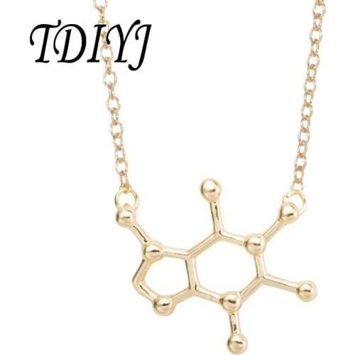 TDIYJ Serotonin Molecule Chemistry Geometric Polygon Pendant Necklace Love Necklace Jewelry Party Gift