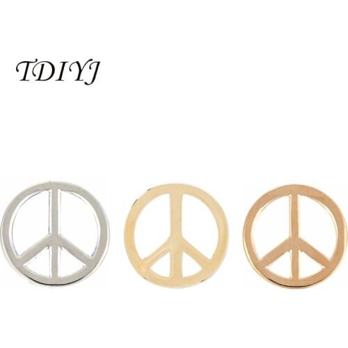 TDIYJ Jewelry Plain Peace Symbol Slide Charms Keeper for Stainless Steel Wrappable Bracelet and Pendant for Women 10Pcs/lot