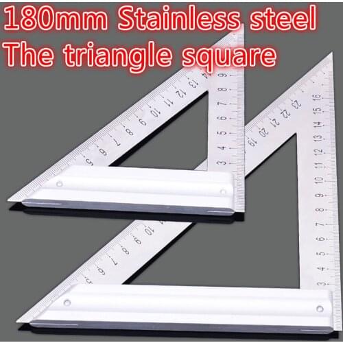 180mm length Triangle Ruler 90 Degree Square Thick Stainless Steel Triangular rule Woodworking tool measurement and drawing