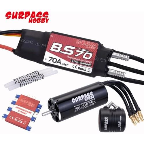 Surpass Waterproof 2968 2800KV Motor w/ Water Cooling Jacket &70A Brushless ESC Programming Card For RC Boat