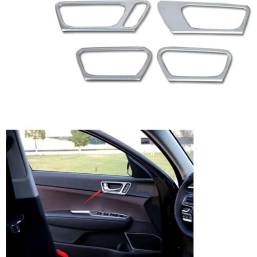 YAQUICKA 4Pcs Interior Car Styling Inner Door Handle Bowl Cover Bezel Decor Frame Trim Sticker For Kia Optima K5 2016 2017