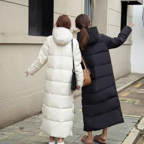 Female Hooded Long Down Cotton Jacket Ladies Autumn New Fashion Stand Collar Parka 2021 Winter Womens Coat Oversize