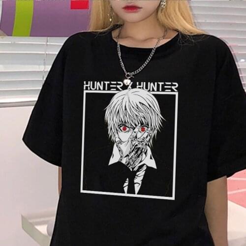 Gothic Kurapika Loose Short sleeve tops Hunter X Hunter printing Anime Unisex Tee Women T-Shirt Vintage Punk Ulzzang Streetwear