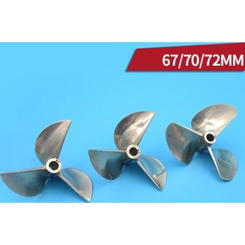 1PC 6717 7016 7214 Copper Propeller 67/70/72mm Three-blade Brass Propellers 6.35mm Aperture P1.4 P1.6 P1.7 CW Prop for RC Boat