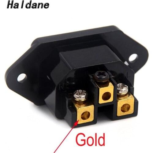 Haldane 1pcs Rhodium Gold plated Audio AC IEC Inlet Socket power adapter IEC Female Socket