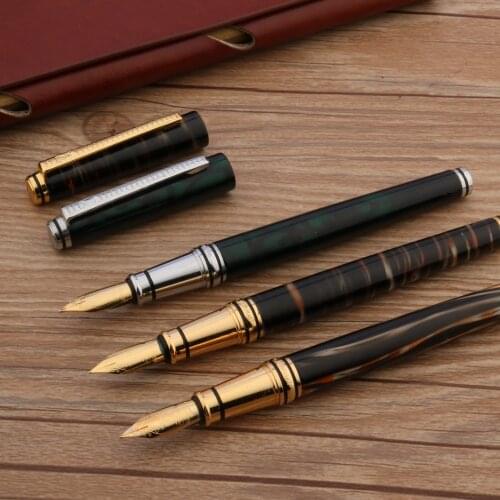 1pc Old Style UKDEMON 2031 Metal Fountain Pen Hippocampus Green Brown Stationery Office School Supplies Ink Pens