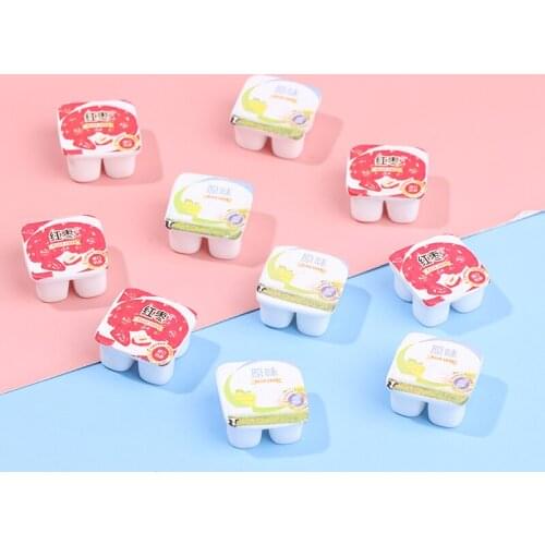 10pc/set 1:12 Dollhouse Miniature Simulation Mini Resin Yogurt Accessories Toys