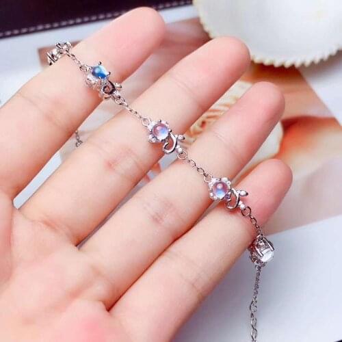 100% Natural And Real Moonstone bangle Bracelet Solid S925 Sterling Silver For Women Color Fine Jewelry