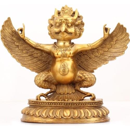 26 CM large # HOME Talisman efficacious Protection # KAI GUANG exorcise evil spirits Garuda Dhwaja Garuda Dharma brass statue