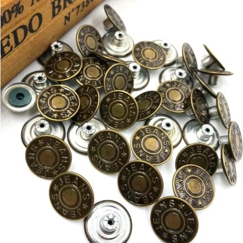 40set/lot 20mm Metal Buttons Mixed Styles Metal Shank For Jeans Fasterners DIY Sewing Clothes Accessories GT04
