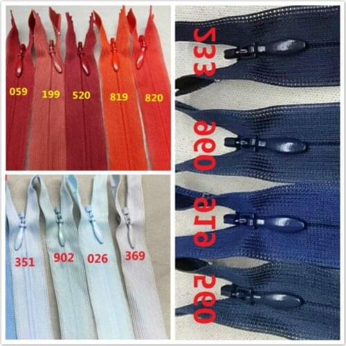 50pcs/lot 3# Ykk Invisible Zipper Close End Lace Dark Red White Skirt Wedding Dress Shirt Textile Tailor Sewing Accessories