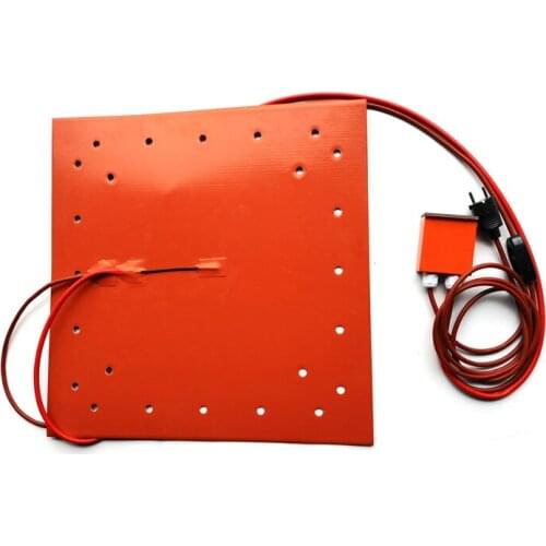 520*520*3mm 220V Dual Zone heater for 3d printer silicone heater adhesive 1side digital thermostat 24 holes on pad 4000mm lead