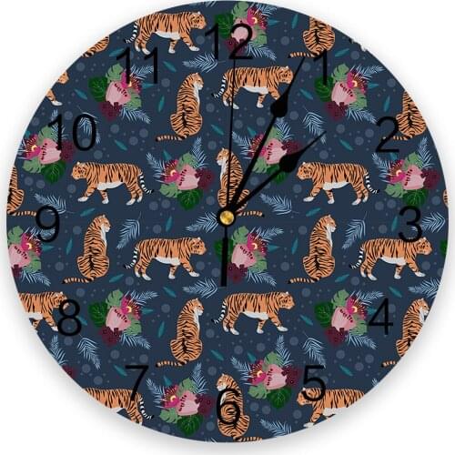 Animal Tiger Flowers Plants Creative Wall Clock For Home Office Decoration Living Room Bedroom Kids Room Hanging Watch