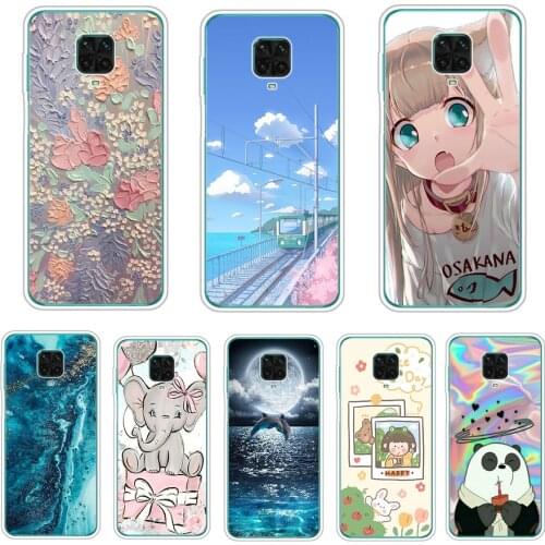 For Xiaomi Redmi Note 9 Pro Cases Soft Tpu Phone Back On Redmi Note 9 Pro Silicon Cover Redmi Note 9Pro Bumpers Shell flower