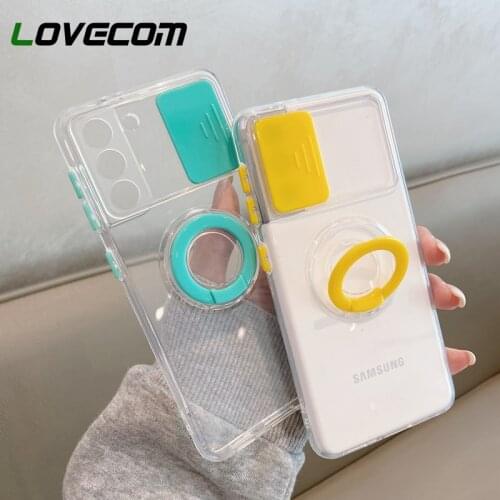 Candy Color Slide Camera Phone Case For Samsung Galaxy A52 A72 S21 Plus S21 Ultra S21FE A32 5G 4G A12 Lens Protection Soft Cover