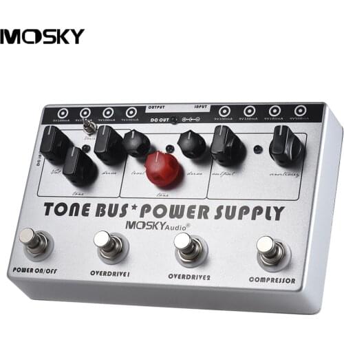 MOSKY Electric Guitar Combined Effect 3 Effects (Compressor Tube Overdrive Ultimate Overdrive)8 Isolated DC 9V Power Supply