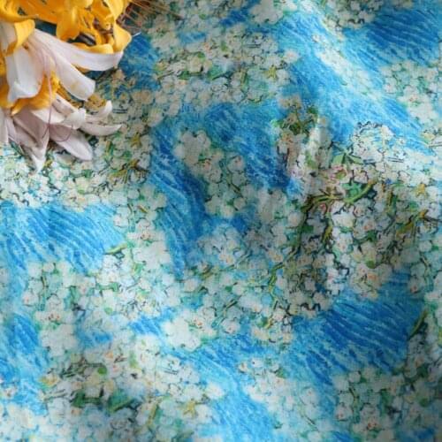 Van Gogh High Quality Natural Pure Ramie Linens Cloth Fabric Summer Thin Chinese Style Robe Dress Tissu Diy Sewing Designer