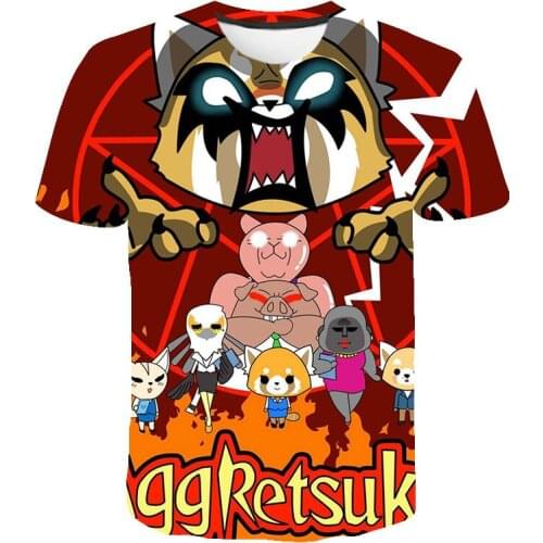 Game Aggretsuko 3D Printed T Shirt Men Women Children Casual Boy Girl Kids Summer Streetwear Short Sleeve Cotton Cool Tops