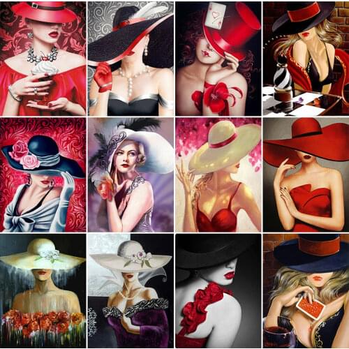 HUACAN 5D Diamond Painting Portrait Diamond Mosaic Woman Decorations For Home Embroidery Handmade Gift