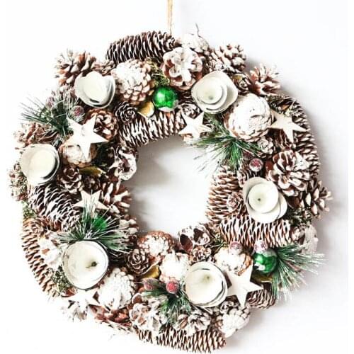 2020 Craft Kit Door Wreath Christmas Wreaths Dried Flowers Xmas New Year Decor White Wreath Pine Cones Winter