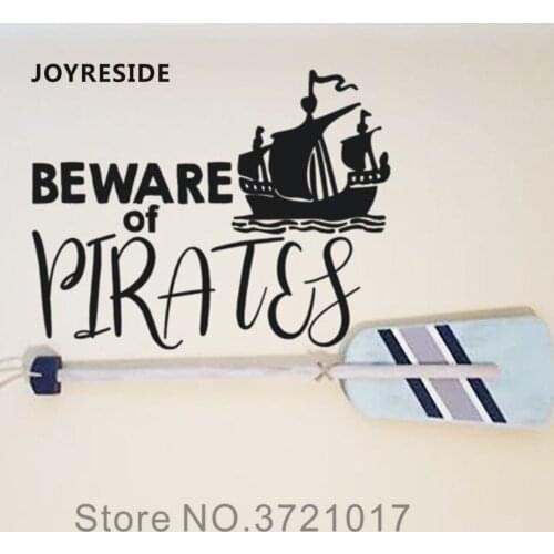 JOYRESIDE Pirate Beware Wall Decals Home Baby Boys Bedroom Wall Decor Kids Wall Stickers Pirate Wallpaper Cute Sticker WM224