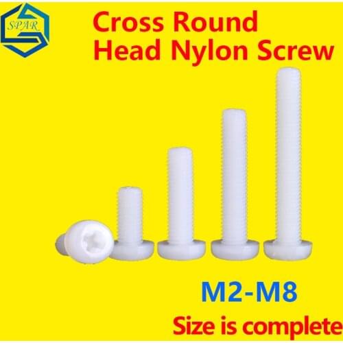 Cross Round Head Nylon Screw Cross Recessed Pan Head Machine Screws Plastic Screw Disc Head Screw Bolt M6M8[M2m2.5m3M4m5] GB