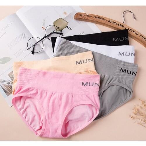 Womens Underwear Panties Sexy High Waist Elastic Cotton Briefs Breathable Soft Underpants Felame Woman Panty Ladies Panti