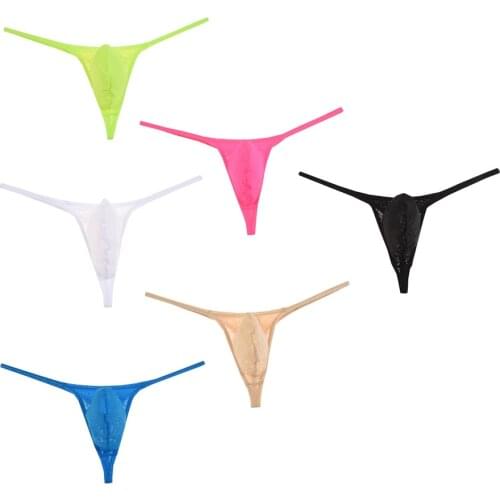 New Collection Jacquard Sexy Bikini Mens Underwear Thongs G-strings Pouch Stretch Fashion Male Sexy Underwear Men Underpants