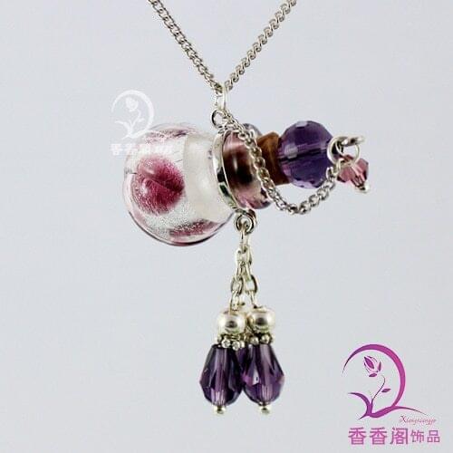 1PCS Murano Glass Perfume Ball Necklace , perfume bottle, Murano Glass Essential Oil Bottle Pendant Necklace