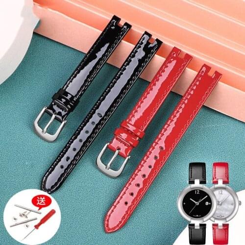 Genuine Leather Watchband for Tissot 1853 Womens Watch Strap T0842 Fiberglass Series Belt Concave Oral Red Watch Bracelet 12mm