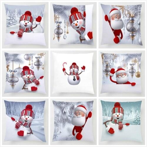 Christmas Snowman Cushion Cover Christmas Old Man Throw Pillow Case Sofa Bed Car Decora Kids Room Pillowcase 45*45cm cojines