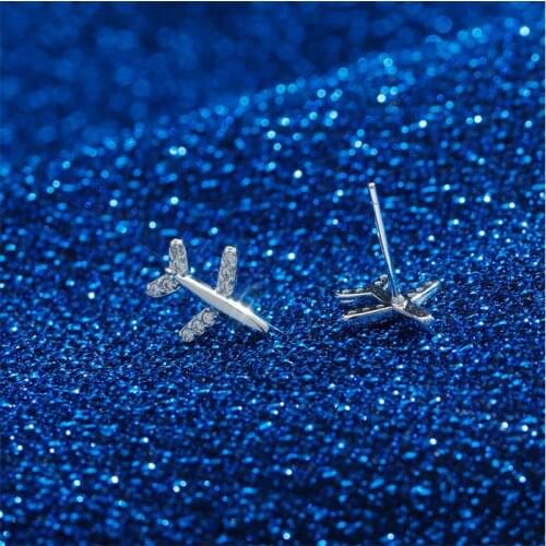 Generous Plane Earrings Pave Zircon Mini Aircraft CZ Stud Earrings Gift For Women Girls Kids Lady Fashion Jewelry