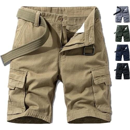 2021 New Cargo Shorts Men Fashion Cotton Baggy Multi-Pocket Cargo Shorts Brand Clothing Streetwear Men Solid Army Short Pants