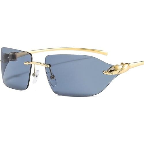 D&T New Rimless Small Square Leopard Leg Sunglasses For Women Men Luxury Brand Designer Gradient Sun Glasses Men Alloy Uv400