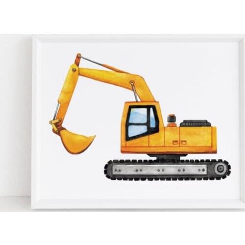 Construction Vehicles Art Canvas Painting Kids Room Decor Dump Posters and Prints Boys Gift Truck Digger Bulldozer