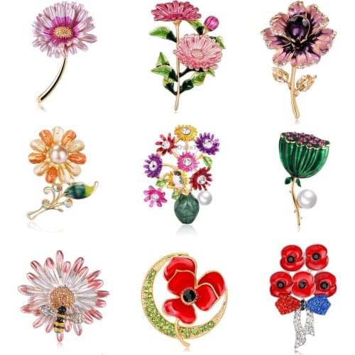 Cute Flowers Enamel Brooches For Women Lapel Badge for Clothes Jewelry Collar Sakura Pins Gifts Accessories for Friends Weddings