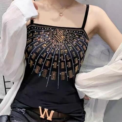 Women Tanks Tops Womens Rhinestone Strap for Summer 2021 Camis Crop Top For Women