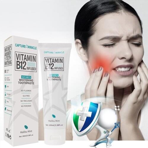 100g Vitamin B12 toothpaste whitening Gum Repair teeth remove stains whitening toothpaste mint toothpaste