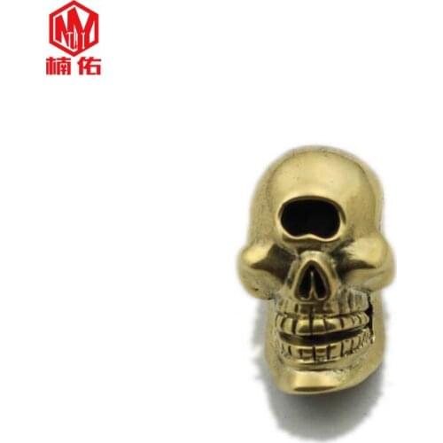 1PC One-Eyed Skull Retro Brass Copper EDC Paracord Beads Lanyard Pendants Knife Beads Umbrella Rope Cord Necklace Beads Pendants
