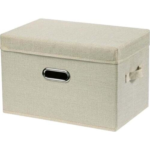 1Pcs Washable Cotton Linen Fabric Folding CD Storage Box Foldable Organizer With Lid Storage Basket