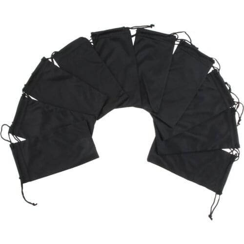 10 Pieces Black Drawstring Pouch Eyeglasses Cell Phone Keys Storage Bag
