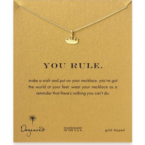 10PCS Sell Well Wish Card Clavicle Chains Necklace Gold Crown Pendant Exquisite Necklace For Women Gift Jewelry