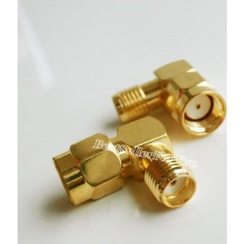 1X RP SMA RPSMA male Plug to SMA female right angle 90 degree in series connector adapter