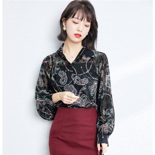 2021 Women Lantern Sleeve OL Bloues Plus Size Spring Blouses Ropa Mujer Digital Print Blusas Fashion Harajuku Sexy Top Tees 1139