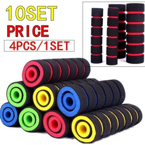 4pcs/Set Universal Grip Comfort Sponge Foam Handle Bar Motorcycle Scooter Bicycle, 2pcs Handlebar Grip Cover + 2pcs Levers Cover