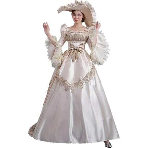 Free shipp Hot Sale Victorian Rococo Costume Womens Adults' Dress Purple Vintage Cosplay Flocked Long Sleeves Bell Ankle Length
