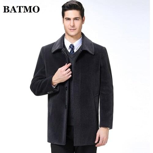 BATMO 2019 new arrival autumn&winter high quality cashmere trench coat men,mens jackets,warm coat,plus-size M-4XL,9166
